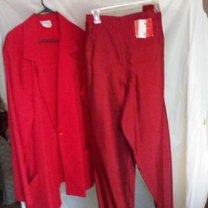 Red silk pants with side zipper